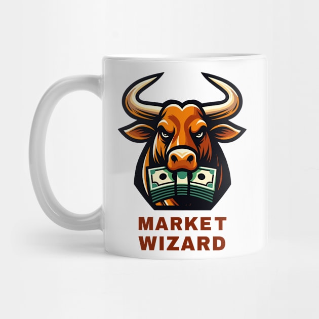 Market Wizard Bull Graphic T-Shirt, Stock Trader Gift, Financial Advisor Tee, Investor Fashion, Money-Themed Casual Wear by Cat In Orbit ®